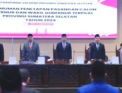 DPRD Prov. Sumsel Gelar Rapat Paripurna Penetapan Calon Gubernur dan Wakil Gubernur Terpilih hasil Pemilukada 2024